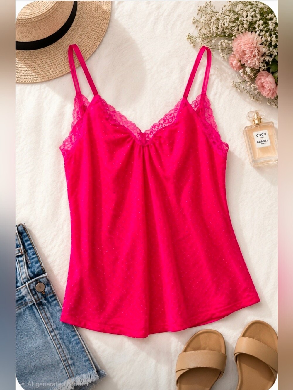 Express Hot Pink Lace-Trim Satin Chemise